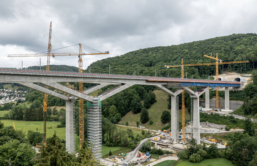 FASTER RAIL TRAVEL: LIEBHERR CRANES HELP BUILD THE FILSTAL BRIDGE